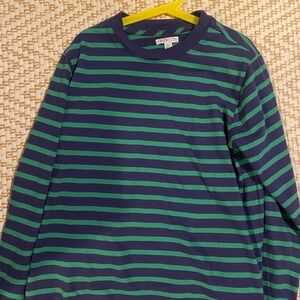 Crewcuts Navy and Green Striped Long-Sleeve Tee